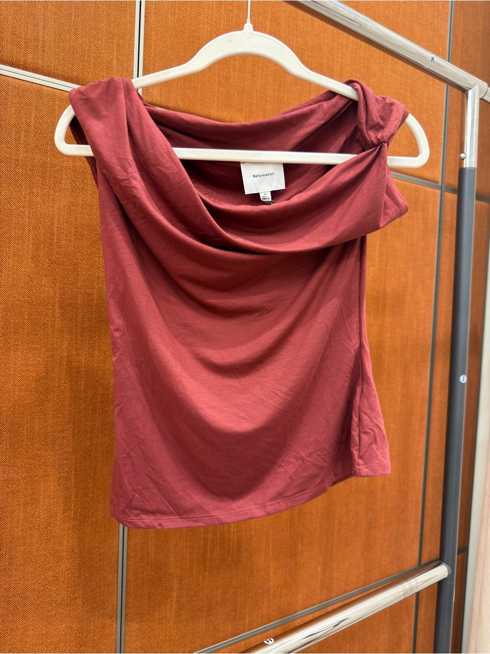 Reformation Draped Cowl Neck Camisole - Rust